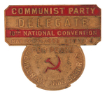 RARE BRASS CPUSA 1938 "DELEGATE" BADGE.