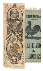 PAIR OF CLEVELAND RIBBONS FROM 1884 AND 1888 CAMPAIGNS.