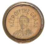 "KEEP OFF THE GRASS COXEY" BUTTON AND RIBBON PAIR.