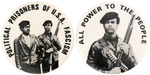 PAIR OF BLACK PANTHER PARTY BUTTONS INCLUDING CLEAVER AND NEWTON.