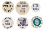 GROUP OF SIX POLICE BRUTALITY AND PRO POLICE BUTTONS INCLUDING "I SUPPORT CHIEF PARKER."