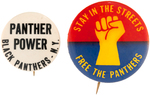 PAIR OF NY PANTHER 21 BUTTONS "PANTHER POWER" AND "STAY IN THE STREETS."