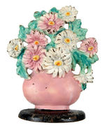 FLOWERS IN PINK VASE CAST IRON DOORSTOP.