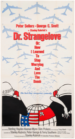 "DR. STRANGELOVE" LINEN-MOUNTED THREE-SHEET MOVIE POSTER.