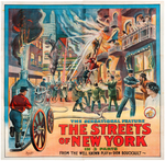 "THE STREETS OF NEW YORK" LINEN-MOUNTED SIX-SHEET MOVIE POSTER.