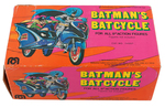 MEGO BOXED BATCYCLE AND CARDED ROBIN FIGURE.