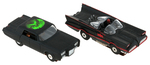 AURORA BATMAN'S BATMOBILE & GREEN HORNET'S BLACK BEAUTY BOXED SLOT CAR PAIR.