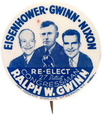 RARE EISENHOWER/GWINN/NIXON NEW YORK TRIGATE BUTTON.