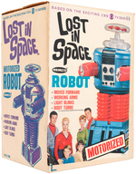 "LOST IN SPACE MOTORIZED ROBOT" BOXED COLOR VARIETY REMCO TOY.