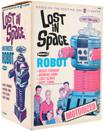 "LOST IN SPACE MOTORIZED ROBOT" BOXED COLOR VARIETY REMCO TOY.