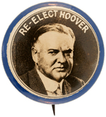 RARE "RE-ELECT HOOVER" REAL PHOTO BUTTON UNLISTED IN HAKE.