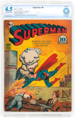 "SUPERMAN" #8 JANUARY-FEBRUARY 1941 CBCS 4.5 VG+.