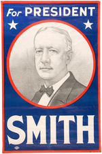 SCARCE 1928 "FOR PRESIDENT SMITH" CANVAS CAMPAIGN BANNER.