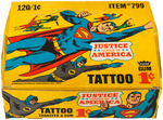 "JUSTICE LEAGUE OF AMERICA TATTOO GUM" FLEER FULL DISPLAY BOX.