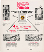 LI'L ABNER & SHMOO PICTURE WINDOWS BELT & PROMOTIONAL SALES SHEET.