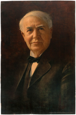 THOMAS EDISON - EDISON LAMP WORKS/GENERAL ELECTRIC COMPANY PORTRAIT ADVERTISING SIGN.