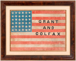 TREMENDOUS "GRANT AND COLFAX" 1868 PARADE FLAG.