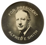 EXCEPTIONALLY LARGE REAL PHOTO BUTTON "FOR PRESIDENT ALFRED E. SMITH."