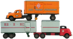 "ABC FREIGHT FORWARDING" & "S.I.E." FRICTION FREIGHT TRUCK PAIR.