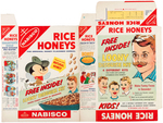 NABISCO WHEAT & RICE HONEYS FILE COPY CEREAL BOX FLAT TRIO.