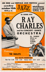 RARE RAY CHARLES "THE GENIUS" 1961 BUFFALO, NEW YORK CONCERT POSTER.