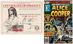 ALICE COOPER "FROM THE INSIDE" PRESS KIT WITH SIGNED CERTIFICATE & SIGNED COMIC BOOK.