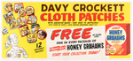 "FLAVOR-KIST HONEY GRAHAMS DAVY CROCKETT CLOTH PATCHES" PREMIUM SET & STORE SIGN.