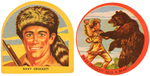 "FLAVOR-KIST HONEY GRAHAMS DAVY CROCKETT CLOTH PATCHES" PREMIUM SET & STORE SIGN.