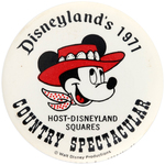 DISNEYLAND COUNTRY SPECTACULAR FIRST, SECOND AND FOURTH ANNUAL ISSUE SCARCE BUTTONS.