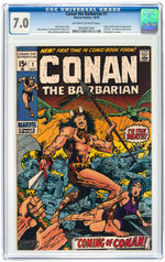 "CONAN THE BARBARIAN" #1 OCTOBER 1970 CGC 7.0 FINE/VF.