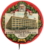 RARE SANTA CLAUS BUTTON FROM "SIBLEY, LINDSEY & CURR CO. NEW STORE."