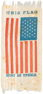 UNION PATRIOTIC RIBBON C. 1860 LIKELY RELATED TO JOHN BELL.