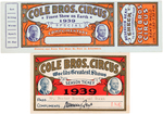 COLE BROS. CIRCUS 1939 TICKET PAIR.