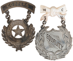 PAIR OF SUFFRAGE BADGES INCLUDING  "COOPERS" ENGRAVED PERSONALIZED AWARD.