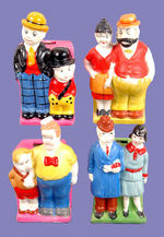 FAMOUS ARTISTS SYNDICATE BISQUE TOOTHBRUSH HOLDERS.