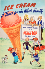"FLARE-TOP ICE CREAM CONE" STORE SIGN TRIO WITH DON WINSLOW, THE GUMPS & WINNIE WINKLE.