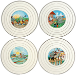 MICKEY MOUSE & FRIENDS CIRCUS-THEMED FRENCH CHINA DESSERT & SERVING PLATE LOT.