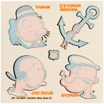 IGA ROLLED OATS "POPEYE MAGIC TRANSFER PICTURES" ADVERTISING SIGN & TRANSFERS.