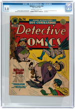 "DETECTIVE COMICS" #74 APRIL 1943 CGC 3.0 GOOD/VG (FIRST TWEEDLEDUM & TWEEDLEDEE).