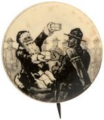APPARENT WHITEHEAD & HOAG PROOF BUTTON WITH SANTA GIFTING WWI SOLDIERS.