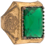 SKY KING AZTEC CALENDAR EMERALD STONE RING.