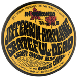 BILL GRAHAM JEFFERSON AIRPLANE & GRATEFUL DEAD RARE CONCERT BUTTON.