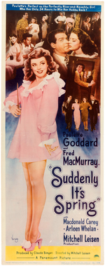 PAULETTE GODDARD & FRED MacMURRAY "SUDDENLY, IT'S SPRING" ONE SHEET & INSERT POSTER PAIR.