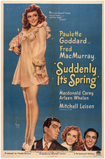 PAULETTE GODDARD & FRED MacMURRAY "SUDDENLY, IT'S SPRING" ONE SHEET & INSERT POSTER PAIR.