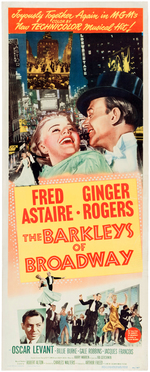 ASTAIRE & ROGERS "THE BARKLEYS OF BROADWAY" LINEN-MOUNTED INSERT POSTER.