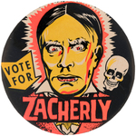 "VOTE FOR ZACHERLY" RARE 1963 TV HORROR HOST BUTTON.