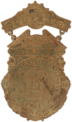 CONFEDERATE REUNION BADGE FOR 1896 JEFF DAVIS MONUMENT.