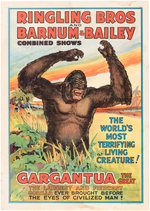 "RINGLING BROS. AND BARNUM & BAILEY COMBINED SHOWS - GARGANTUA THE GREAT" CIRCUS GORILLA POSTER.