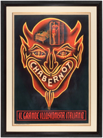 "CHABERNOT" FRAMED ITALIAN MAGIC POSTER WITH STUNNING DEVIL GRAPHICS.