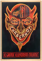 "CHABERNOT" FRAMED ITALIAN MAGIC POSTER WITH STUNNING DEVIL GRAPHICS.